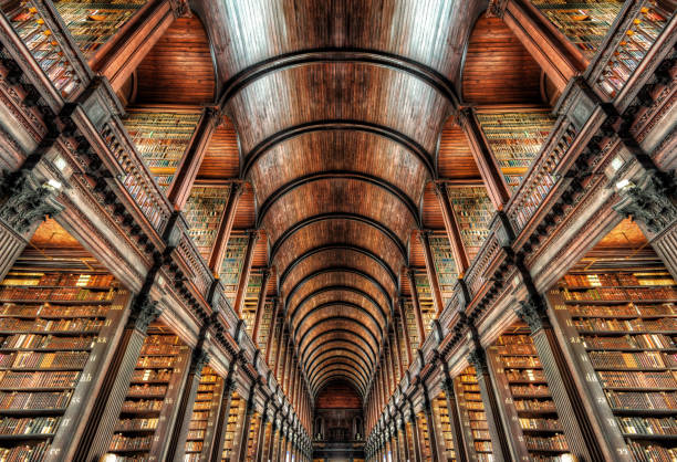 Interior of the historic library at Trinity College Dublin
